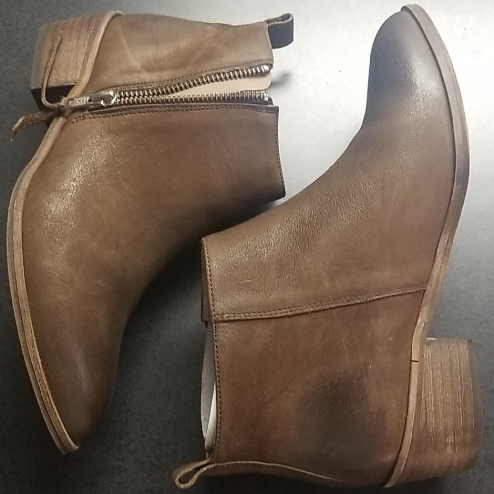 Brown Leather Booties Size 38 NWOT